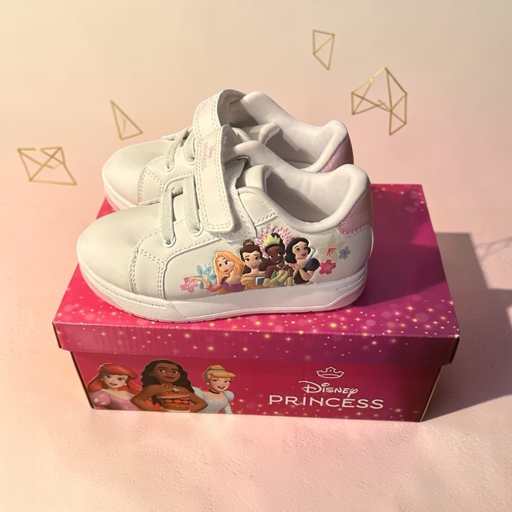 Disney Princess White and Light Pink Kids' Velcro Sneakers NWT, NIB
